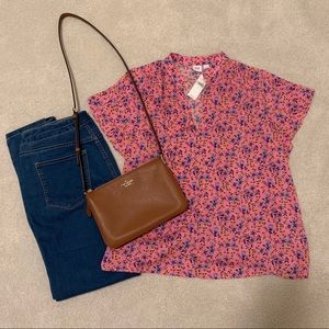 NWT Gap Flutter Short Sleeve Floral Pink Blouse